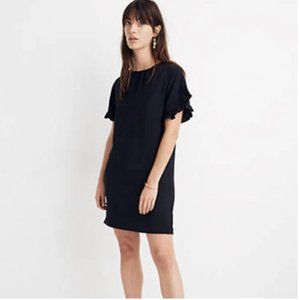 NWT Madewell black XL memento ruffle-sleeve dress